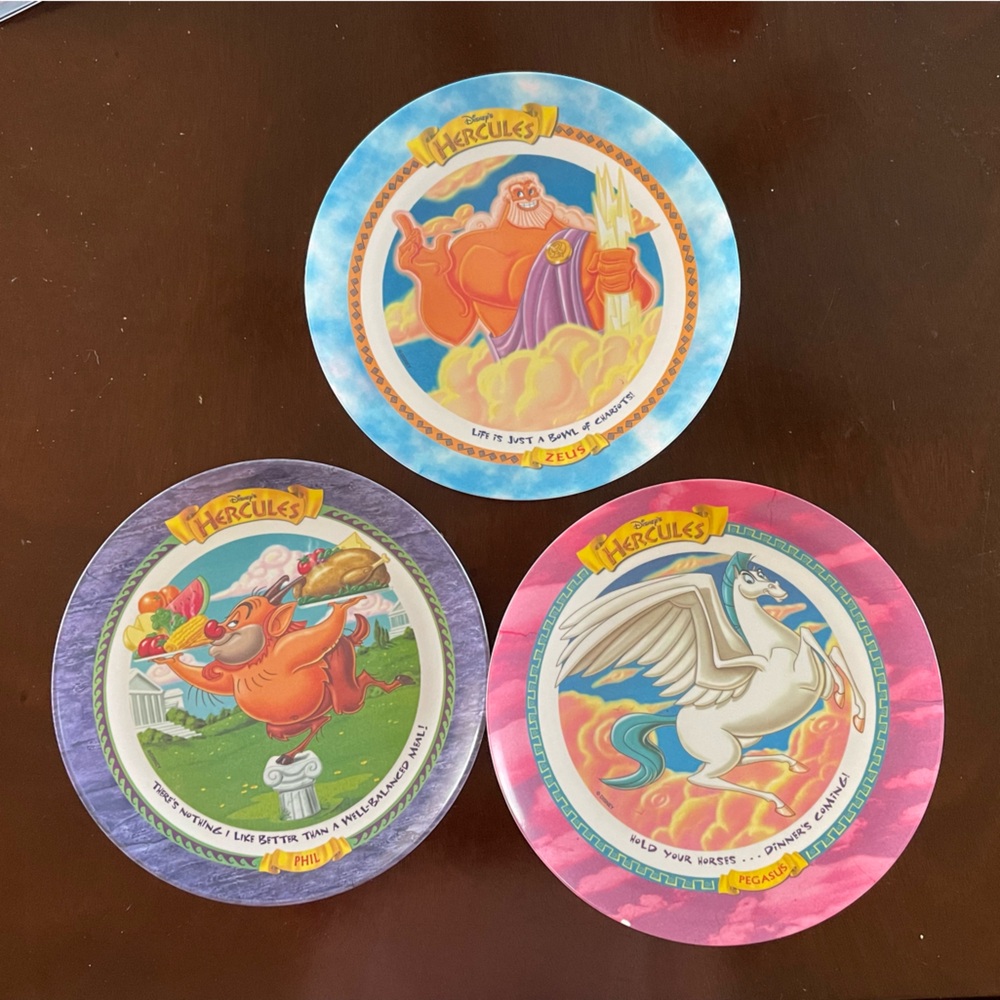 McDonald’s Hercules Collectible Plates 1997 - Pegasus, Phil, Zeus.